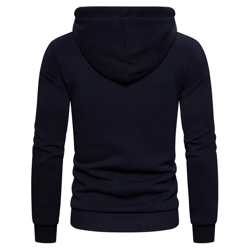 kangaroo pocket Navy Blue size XXL hooded fleece cotton men's zipper hoodie fashion embroidered top coat