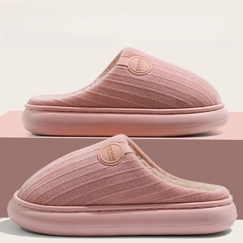 Women's Plush Winter Slippers - Cloud Comfort Fleece-Lined House Shoes, Thick Sole Anti-Slip Couple Slippers for Indoor Home image 4