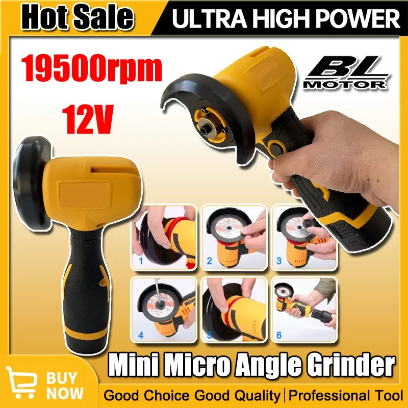 

12V Brushless Mini Angle Grinder with Rechargeable Lithium Battery Cordless Polishing Machine Diamond Cutting For 12V Battery