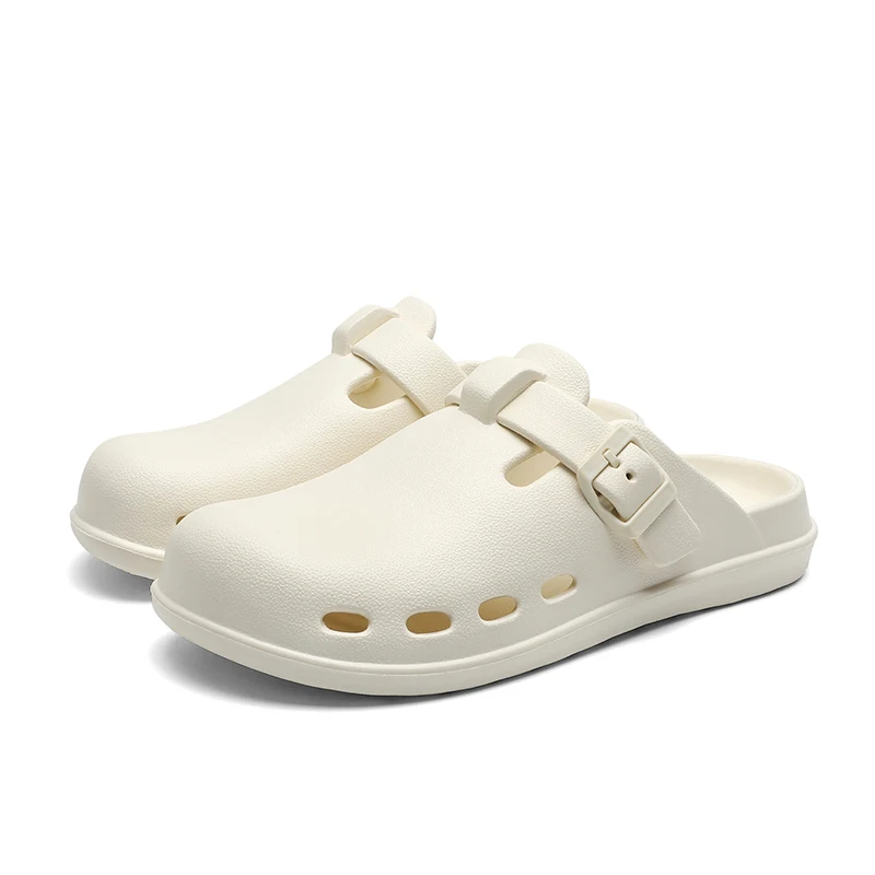 Men's Buckle‑Strap Birken‑Style Clogs, Summer EVA Soft‑Sole Hollow‑Out Breathable Mules, Slip‑On Casual Outdoor Slippers