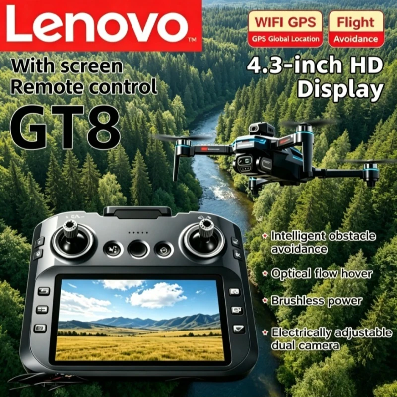 

Дрон Lenovo 8K GT8 профессиональный с двойной камерой, GPS, FPV, бесщеточным двигателем, оптическим позиционированием, функцией зависания, складной квадрокоптер 4K RC