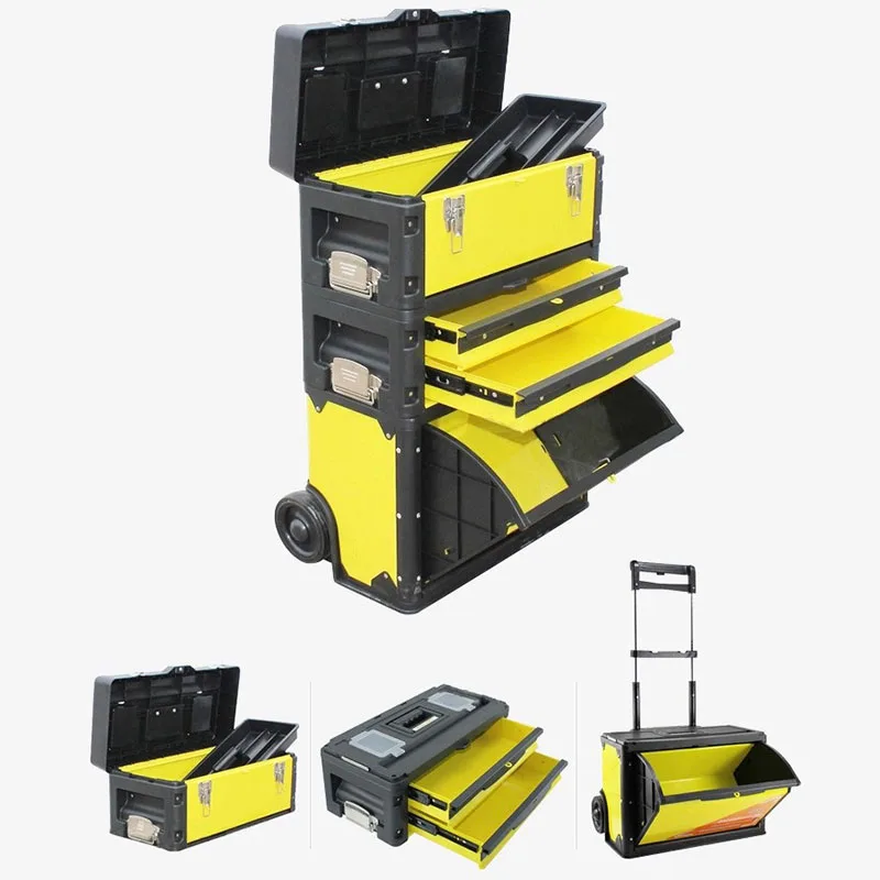 Hardware Tool Trolley Box Large Capacity Tools Box for Electricians Mechanical Workshop Tools Organizer with Wheels Work Tools