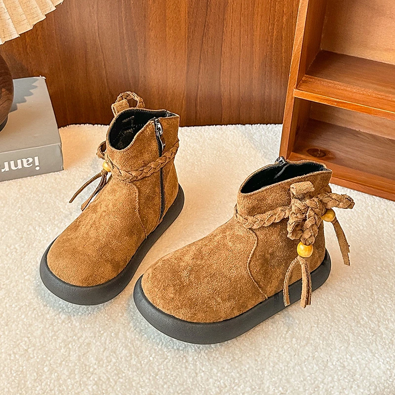 الحلو شرابة تصميم فتاة الأميرة الجوارب 2025 الخريف والشتاء جولة رئيس لينة أسفل مريحة الأحذية الجلدية للأطفال #3
