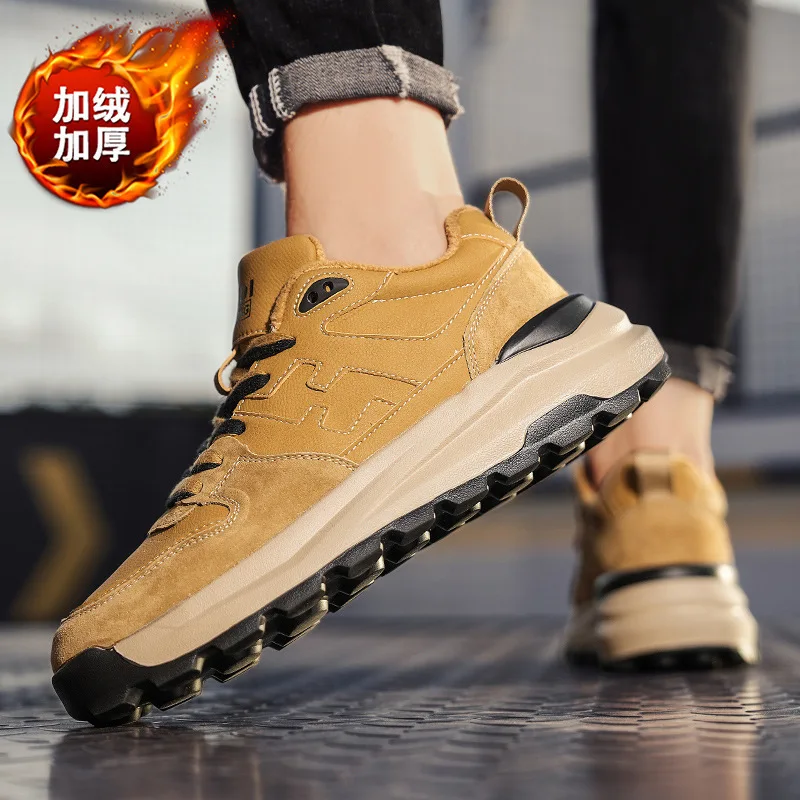 

New Men's Winter Collection With Velvet Warm Cotton Casual Versatile Comfortable Thick Bottom Sports Leisure Leather Suede Shoes