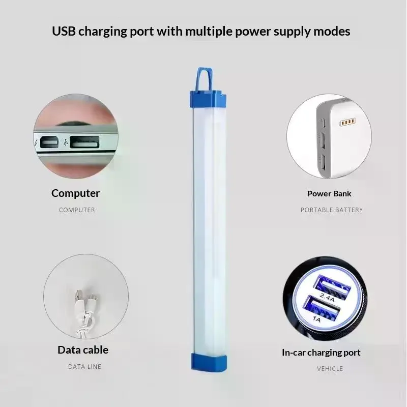 【New】17/32/52/70CM LED Rechargeable Tube Camping Light Magnetic Suspension Portable Light Bulb For Emergency Outdoor Lighting