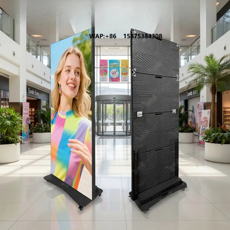 P1.25 P1.5 P1.86 Portable Floor Standing Indoor Outdoor Ad Movable  Intelligent  Foldable  Advertising Screen Led Poster Display