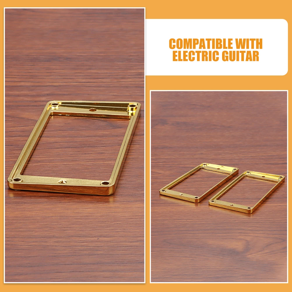 

2 Pcs Golden Pattern Guitar Pickup Parts Mounting Rings Electric Metal Frame Flat Humbucker Accessories