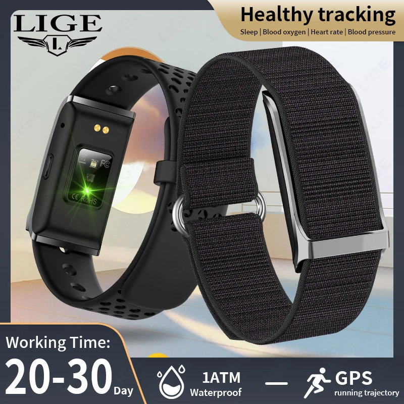 

LIGE Health Smart Bracelet for Couples Heart Rate Monitor Activity Fitness Tracker Men Women Band Sports Waterproof Smart Watch