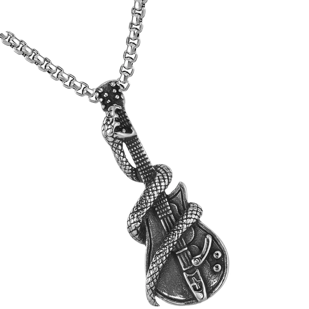 Guitar Necklace Personalized Cool Necklaces for Men Chain Male Pendant Jewelry Rock and Roll Decoration