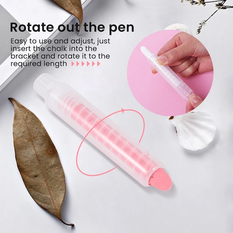 5 PCS Transparent Plastic Chalk Holder, Suitable For Schools, Offices, Children, Easy To Store, With Washable Chalk