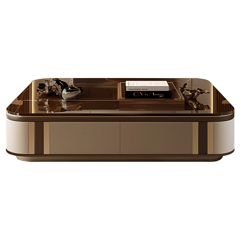 Rustic Nordic Coffee Table Designer Glass Top Minimalist Storage Coffee Table Living Room Modern Tavolino Da Salotto Furniture image 6