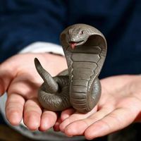 MOYU Yixing Purple Clay Tea Pet Sculpture Handmade Collectible Art Zen Home Decor Lucky Yuanbao Cobra Design Tea Ceremony Gift