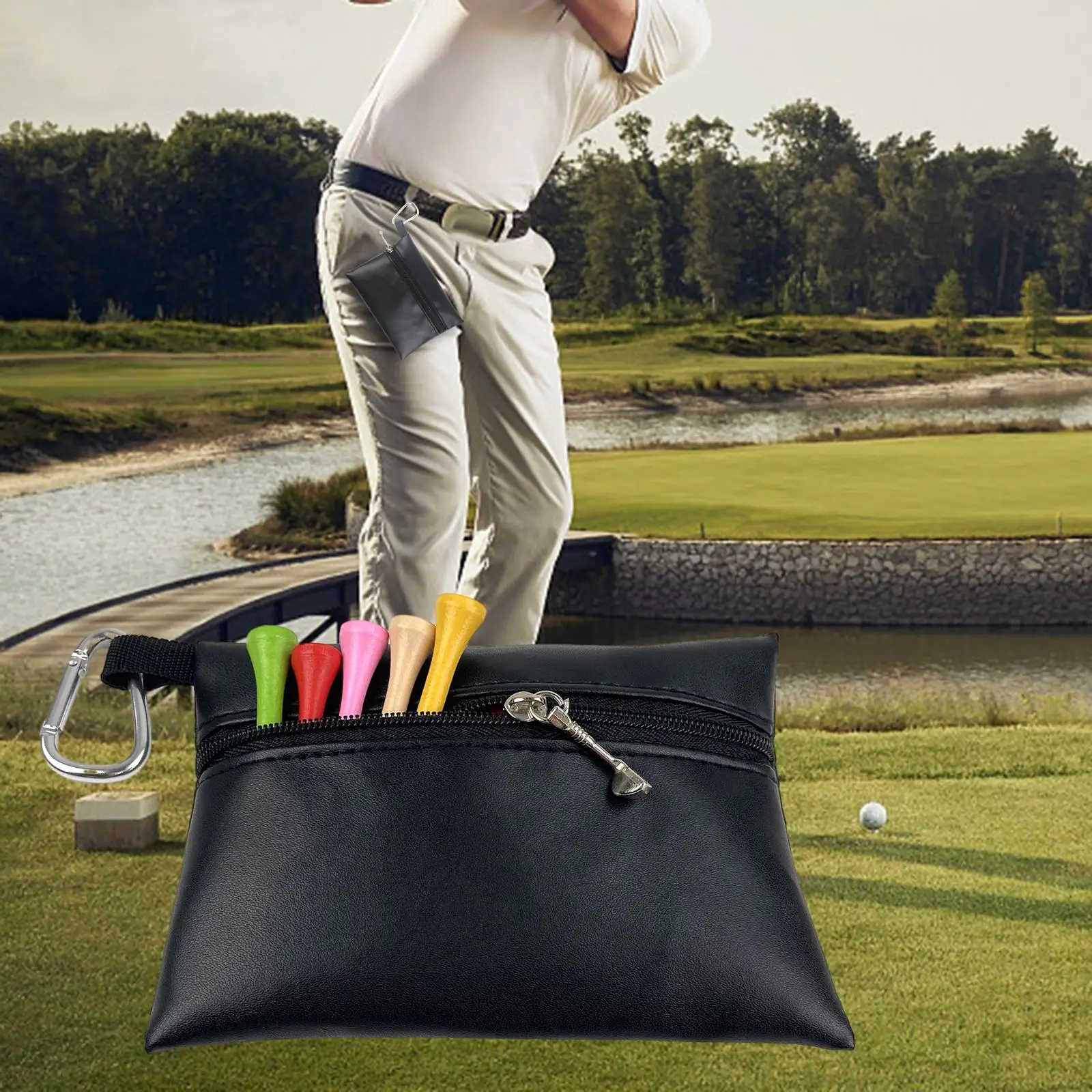 Golf Ball Waist Bag Golf Tee Pouch for Golf Player Golf Tool Bag Outdoor Sports Pocket Multifunctional Golf Ball Case