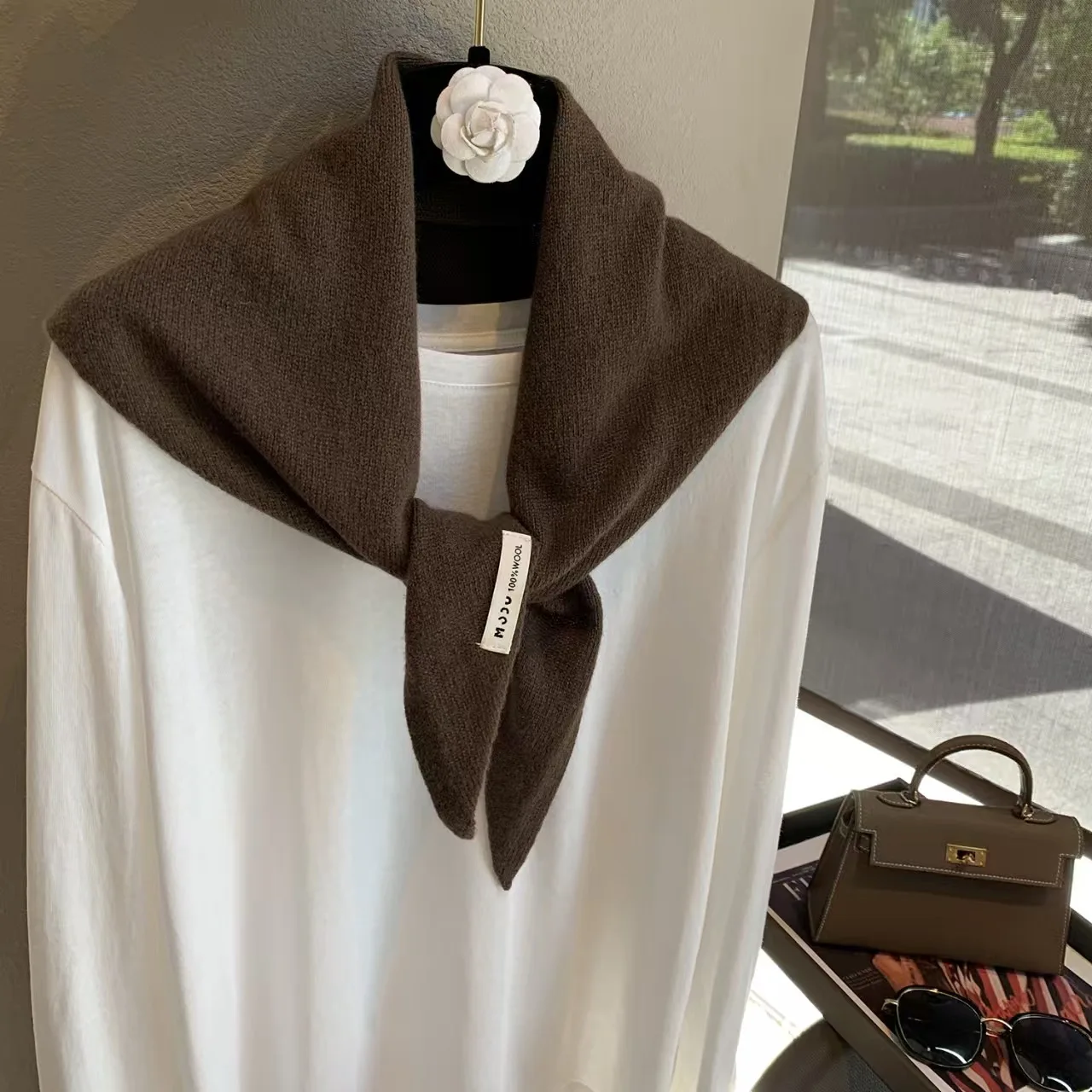 

Korean Style Wool Knitted Triangular Scarf Multi-functional Warm Triangle Knit Scarves Headscarf Shawl Winte