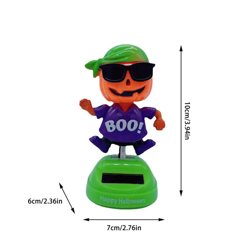 Novelty Funny Solar Powered Pumpkin Man Car Decoration Shaking Head Dolls Solar Dancing Kid Toys Car Desk Home Office Car Decor