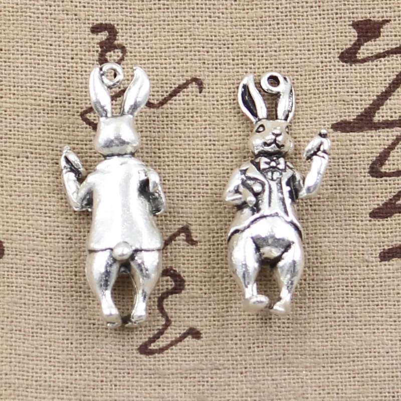 3 sztuk Charms 3D Stereo królik 36x15mm antyczny wisiorek dopasowanie, w stylu Vintage tybetański brąz srebrny kolor, DIY dla ręcznie robiona biżuteria