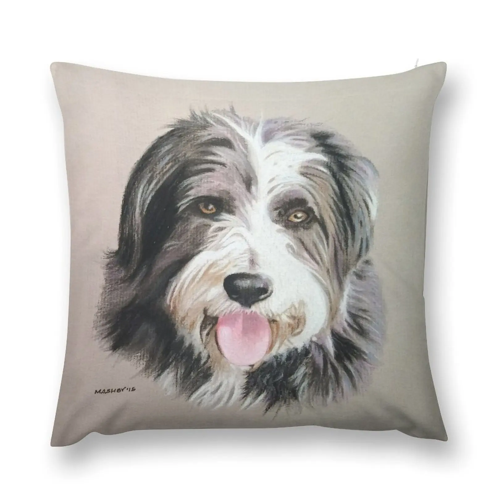 Millie the wonderful Bearded Collie Throw Pillow bed pillows pillows decor home Cushion Cover pillow