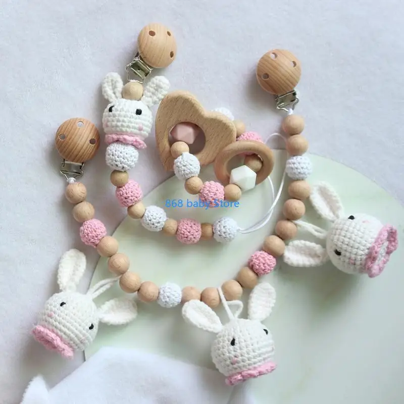 

29EE Baby Stroller Hanging Pendant Rattle Pacifier Chain Clip Infants Teether