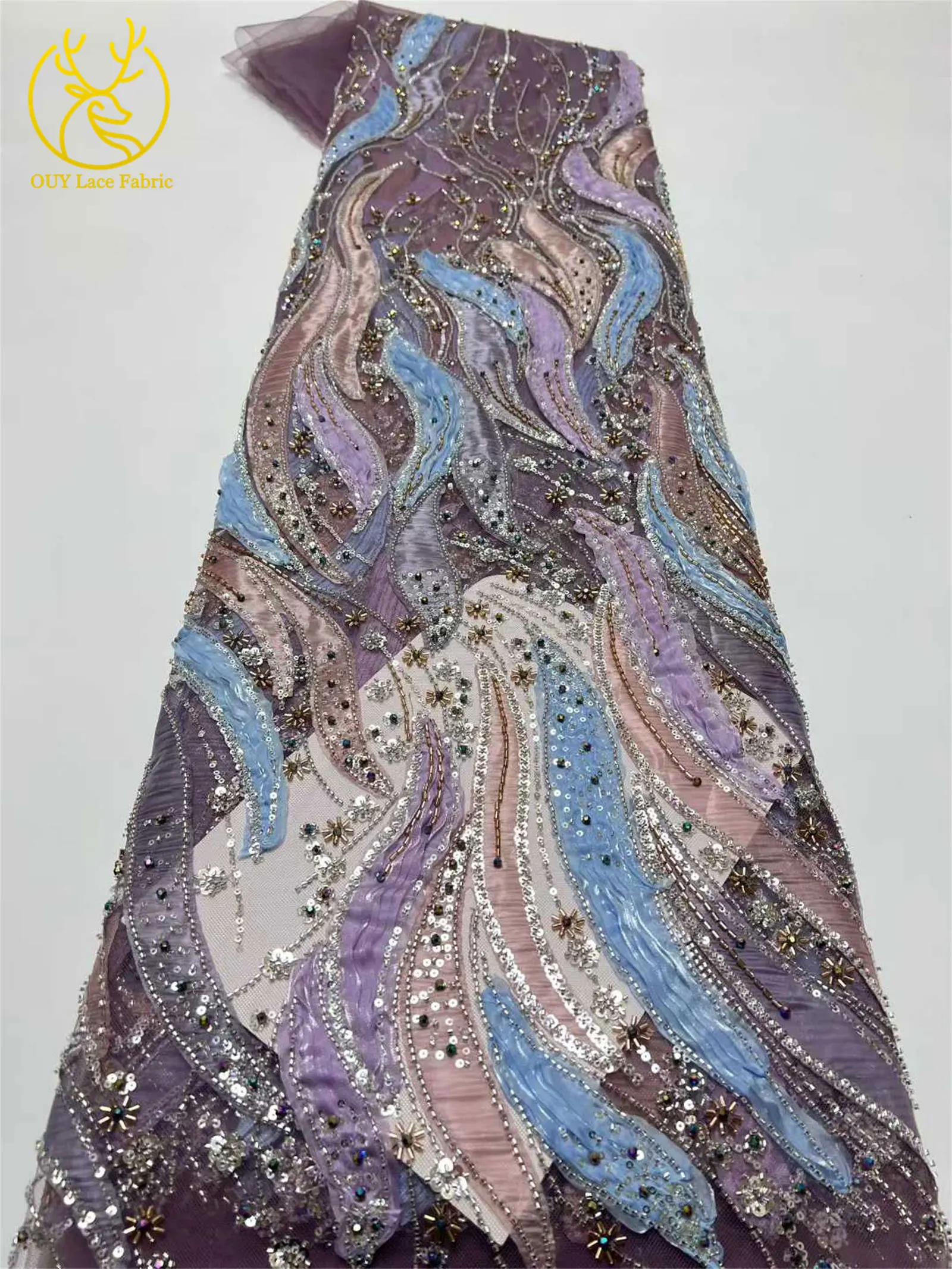 Afrikanischer Bräutigam-Spitzenstoff 2026, hochwertige Stickerei, französische Pailletten, Tüll, Nigeria-Spitzenstoff für Hochzeit, Party, Kleid – Detail 6