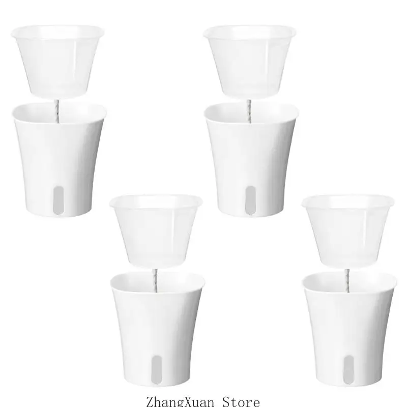 Weiße Anzuchttöpfe mit konischer quadratischer Form und Wasserspeicher, 4er-Pack 3XUF – Detail 3