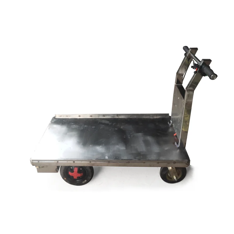 Stainless steel electric flatbed truck four-wheeler trolley 304 white steel salt and alkali resistance corrosion resistance