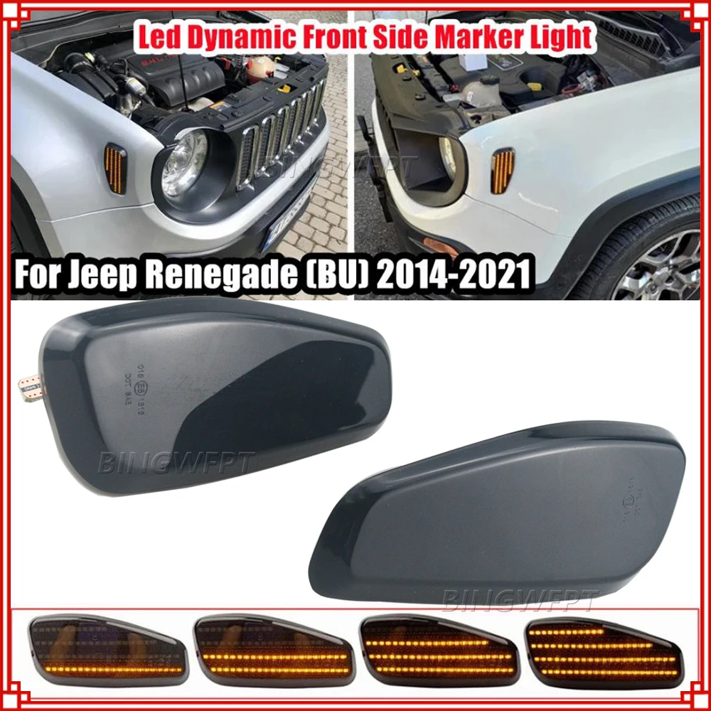 

2 шт. светодиодный динамический боковой габаритный указатель поворота для Jeep Renegade BU 2014-2021, высококачественные указатели поворота