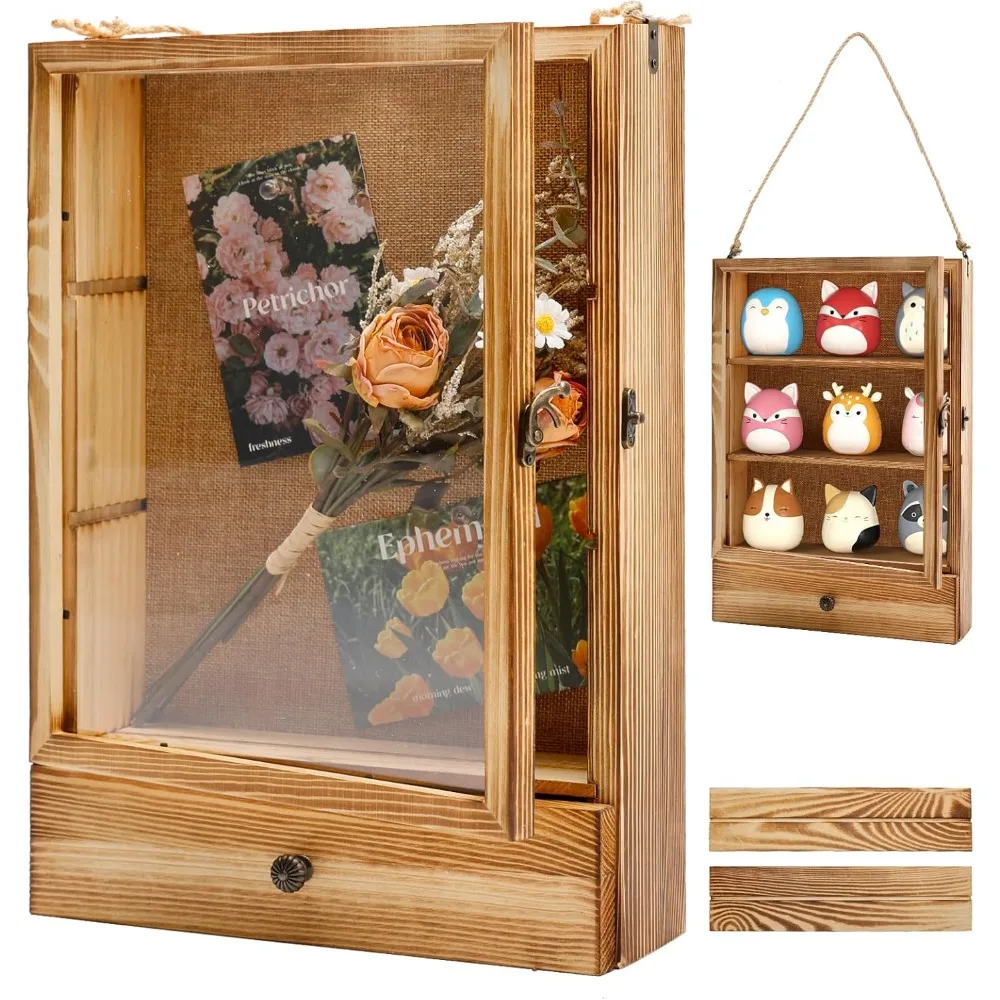 

большая рамка для теней 11x16, глубокая коробка для теней 3,5 дюйма с выдвижными полками и съемными полками, деревенская деревянная рамка для изображений с памятью