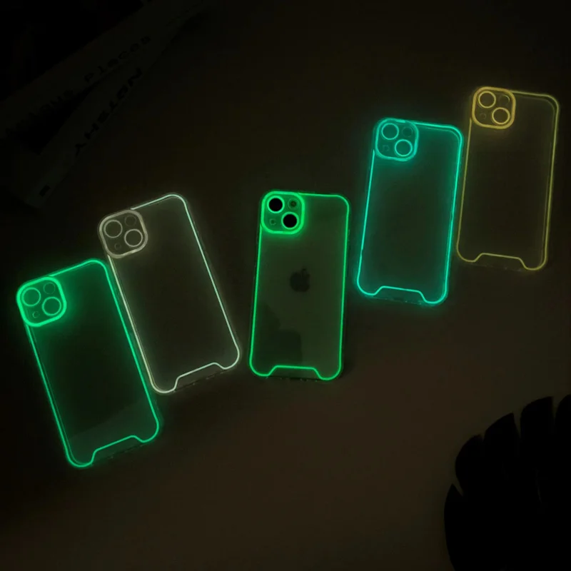 Luxury Night Light Luminous Clear Phone Case for iPhone 14 Plus 11 12 13 14 Pro Max X XR XS Max Soft Silicone 16 Cover Shell