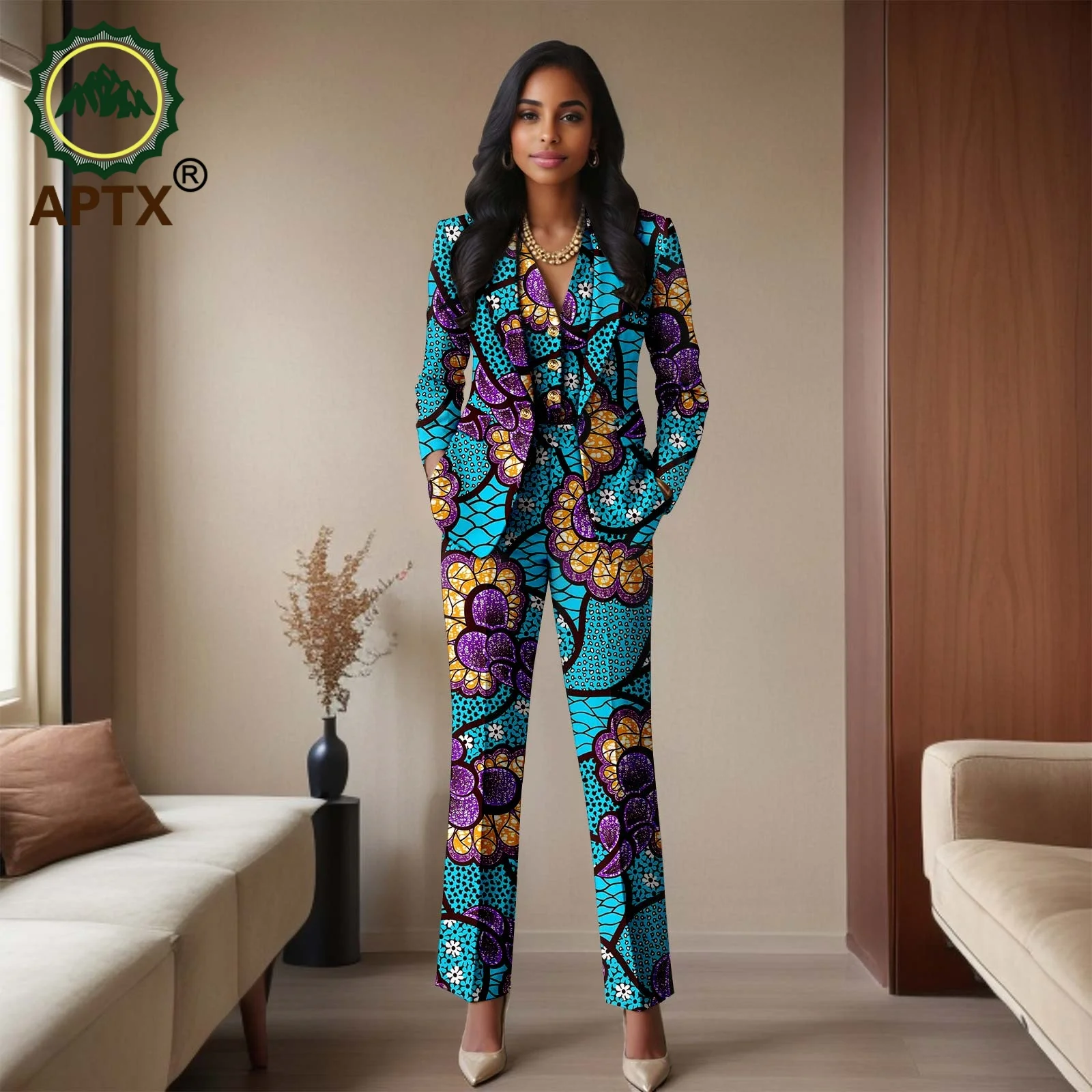 

2025 New Fashion Women's Suit Two 2 Piece Pant Sets Traditional Outfit Lady Set Party Dress African Clothes for Women 2526008