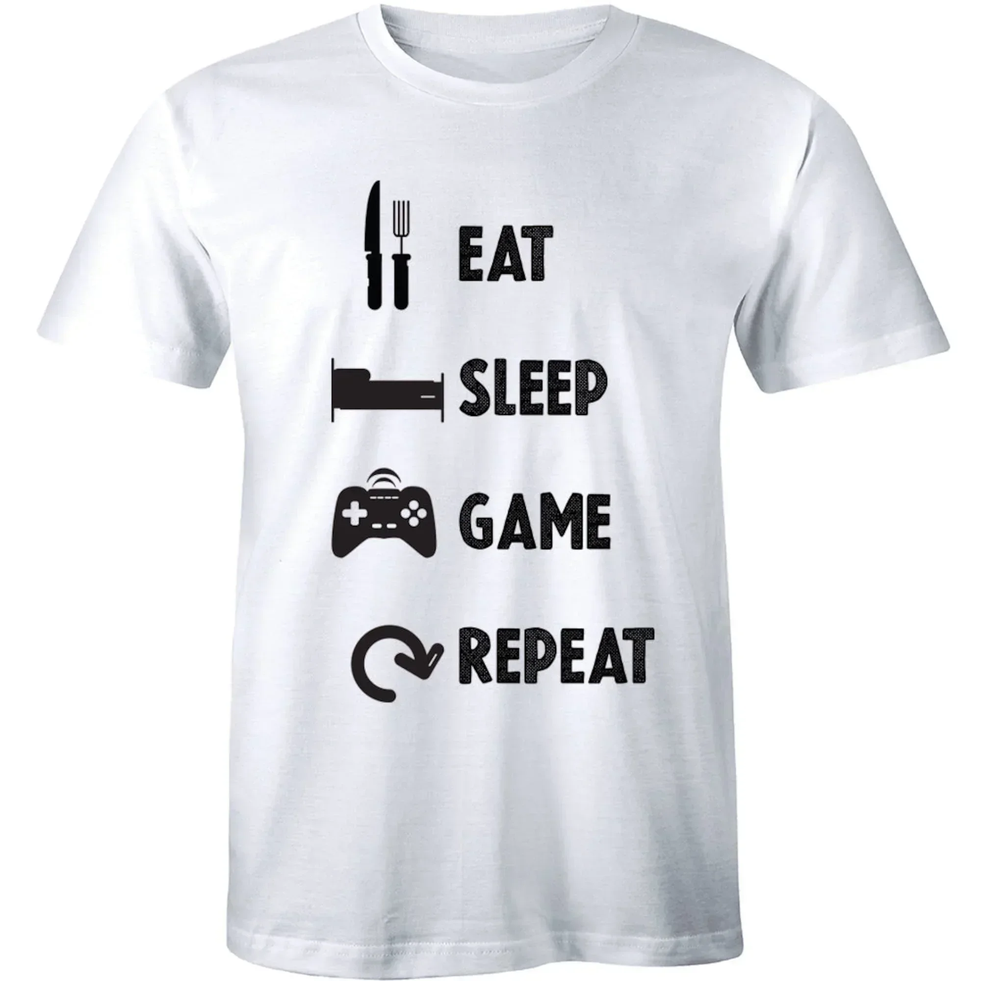 Eat Sleep Game Repeat Gamer Shirt Funny Routine Slogan Gaming Men's T-shirt Tee