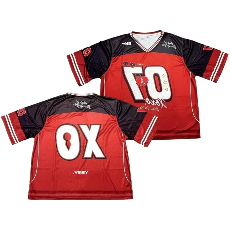 

Лето 202, новый трикотаж X.O с v-образным вырезом и 3D принтом, быстросохнущая дышащая футболка, уличная модная повседневная рубашка в стиле ретро Y2K в стиле хип-хоп