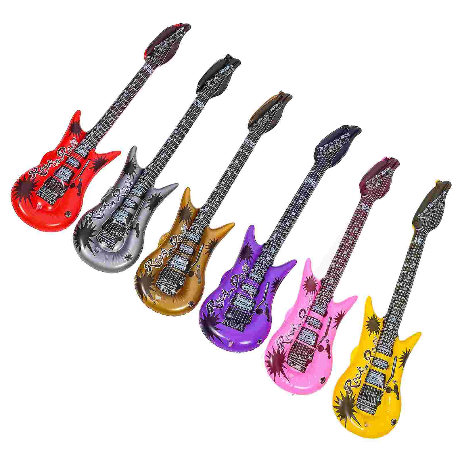 

6 Pcs Inflatable Rock Star Toy Birthday Foil Balloons Aldult Baby Guitar Party Mic