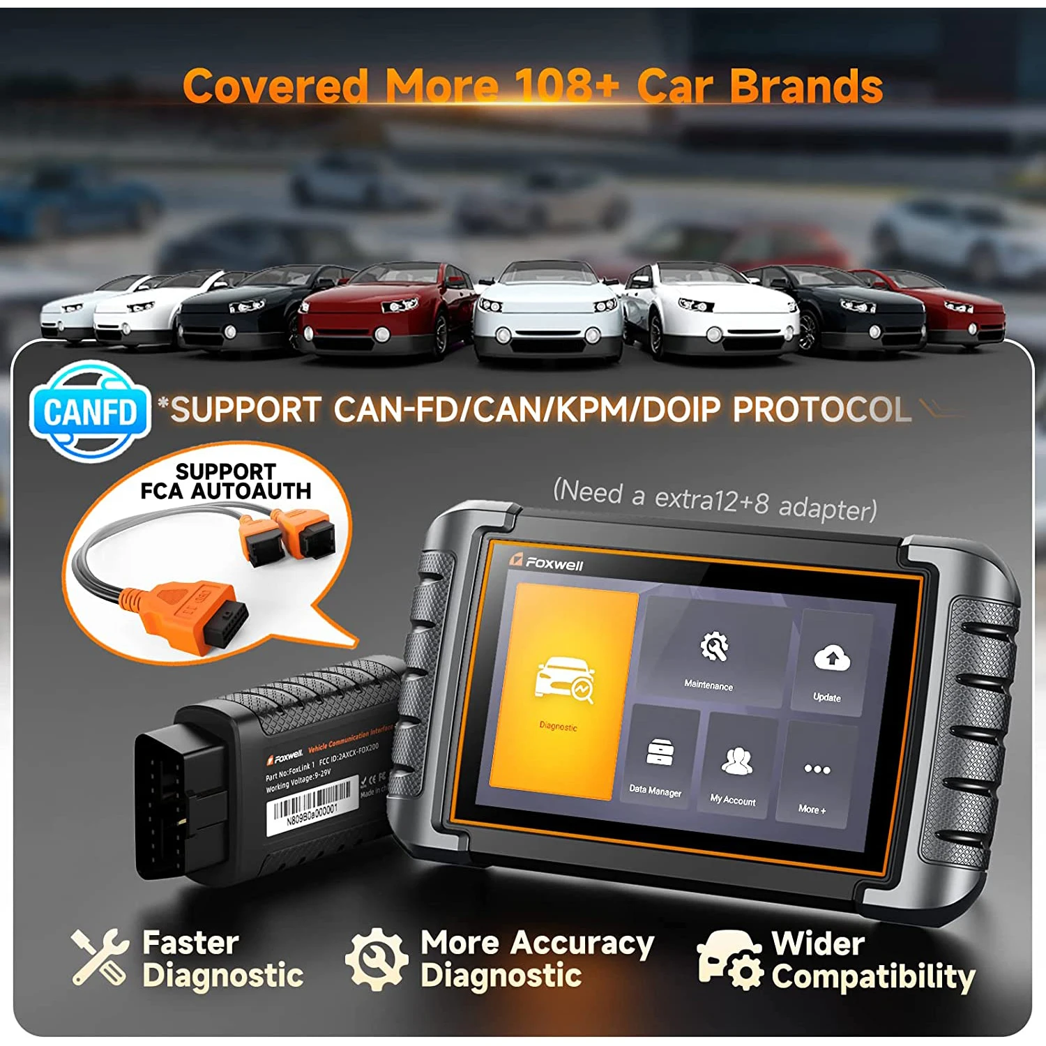 FOXWELL NT809BT OBD2 Bluetooth Car Diagnostic Tool All System Bi-Directional Test 30+ Reset Code Reader OBD2 Scanner Automotivo