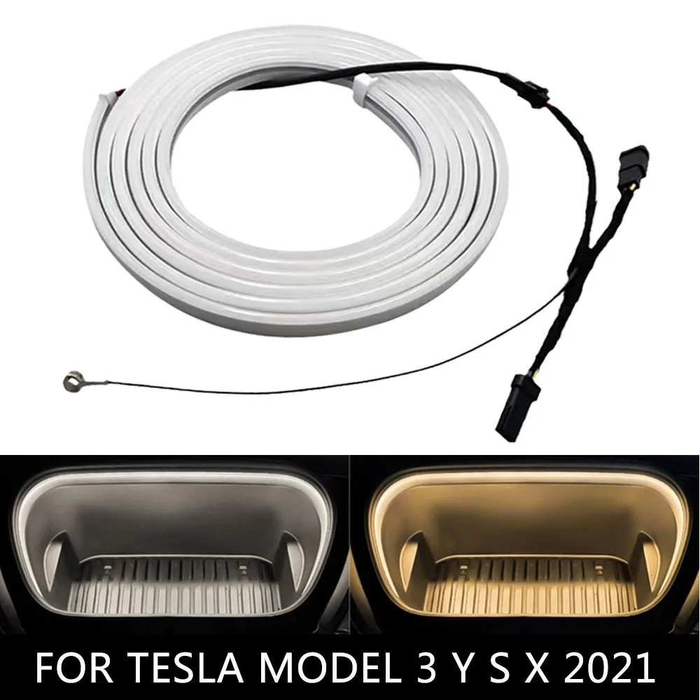 

Передний фонарь багажника для Tesla Model 3 Y, яркая светодиодная лента, атмосферные лампы, полоски, декоративный светильник, теплый белый, 12 В.