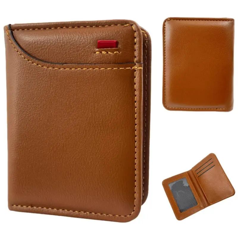 Ultra thin mini card holder wallet, credit card wallet, portable ultra-thin soft wallet, PU leather men's wallet