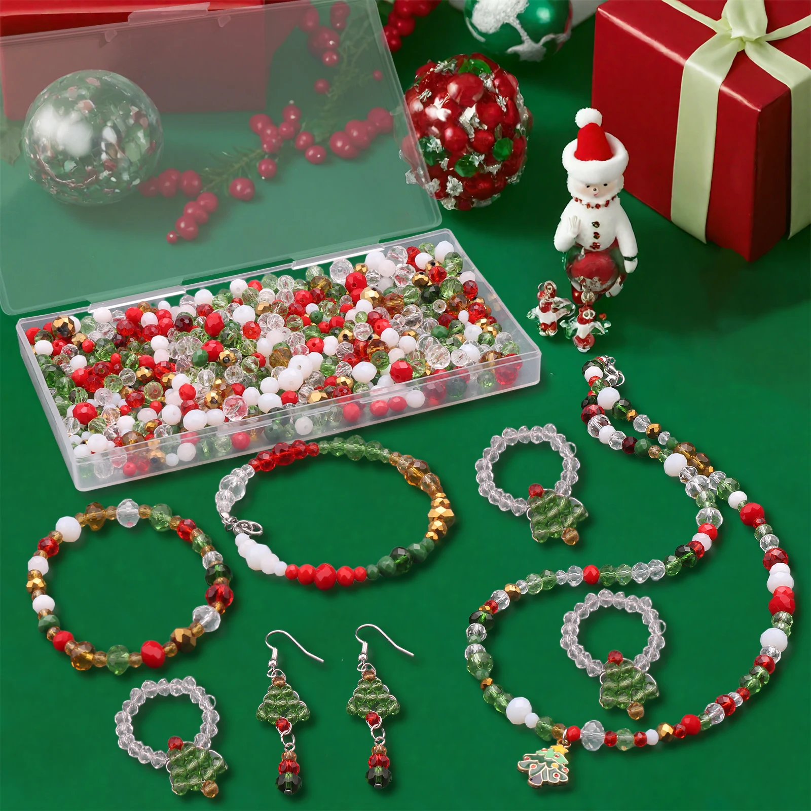 4 6 8 mm 1000Pcs/Box Faceted Rondelle Glass Beads for Jewelry Making Christmas Color Crystal Bracelets Necklaces Accessories