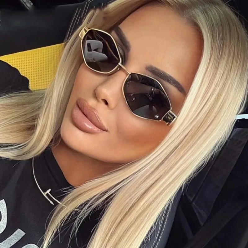 Fashion Vintage Hexagon Metal Sunglasses Women Men Luxury Brand Designer Retro Polygon Sun Glasses Classic Green Shades UV S943