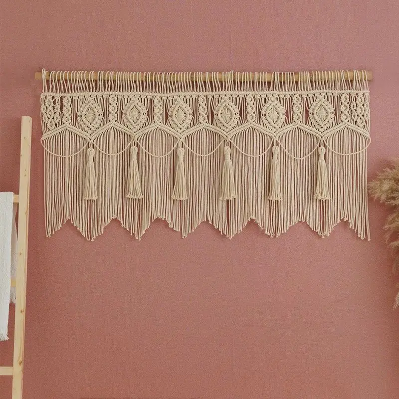 Nordic Style Handwoven Tapestry Curtains Bohemian Home Decor Background Wall Hanging Insulation Warmth Function