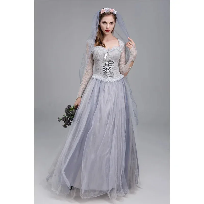 Kostium Panny Młodej z \"Wielkiej Panny Młodej\" Klasyczny Długi Straszny Meksykański Zombie Roleplay Cosplay Karnawał Halloween Bal Przebierańców