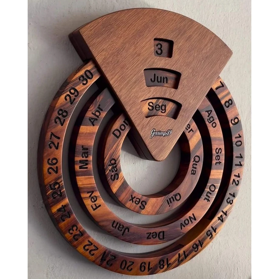 New Arrival Perpetual Wooden Wall Calendar Creative Round Wooden Concentric Calendar for Office Home School from India