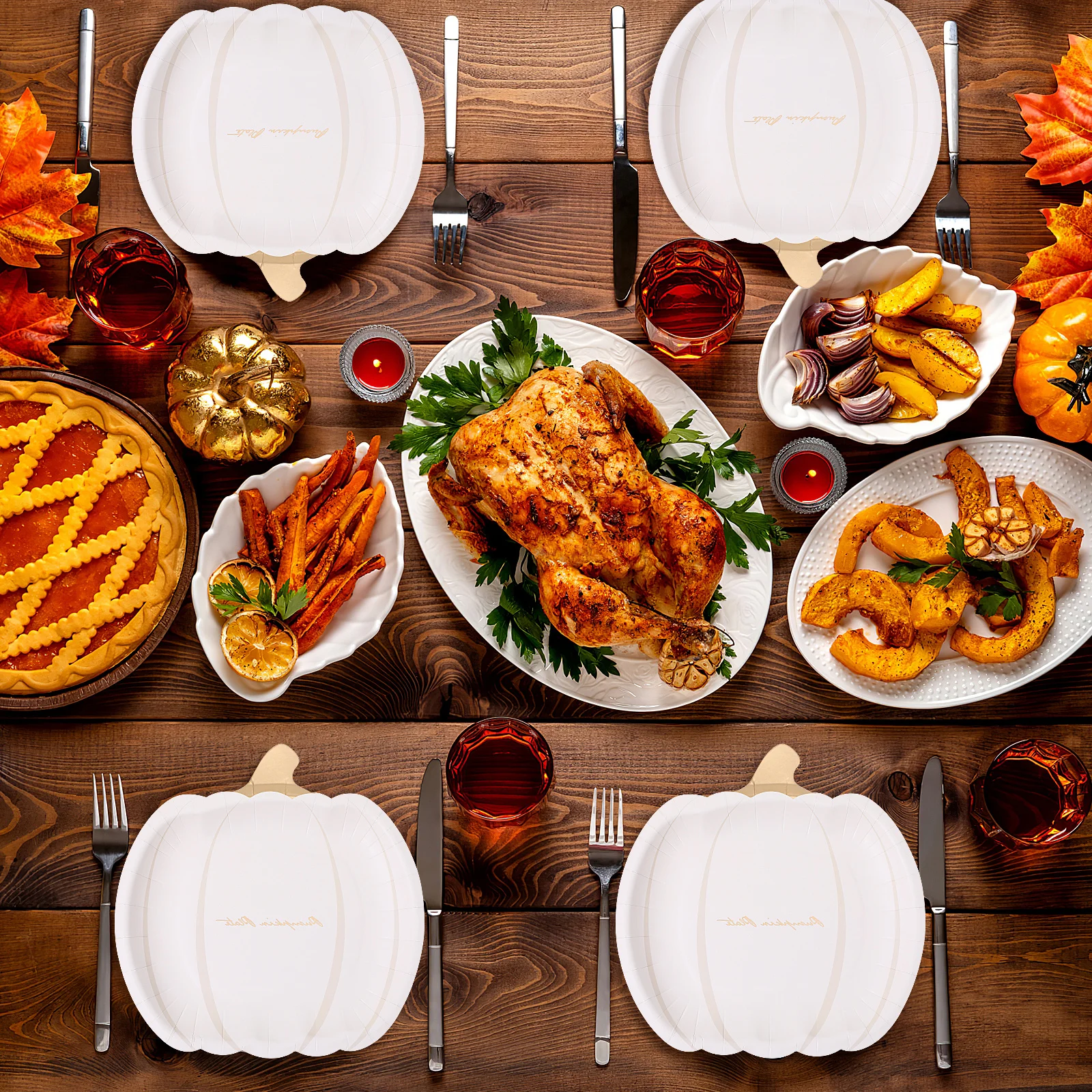 

20 pcs Pumpkin Shape Paper Plates Disposable Halloween Tableware For Party Birthday Pool Event Supplies Assorted Colors