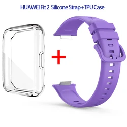 Silicone Strap+TPU Case For huawei watch fit 2 band Replacement watchband smartwatch sport wrist bracelet Huawei fit2 Accessorie