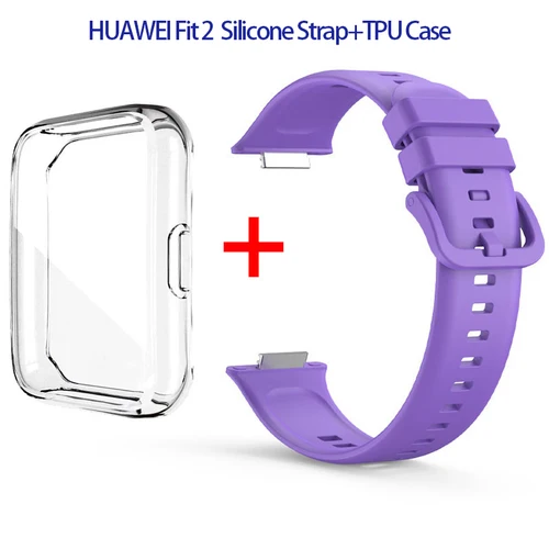 Imagen 1 del producto Correa de silicona + funda de TPU para huawei watch fit 2, repuesto de correa de reloj inteligente, pulsera deportiva, accesorios para Huawei fit2