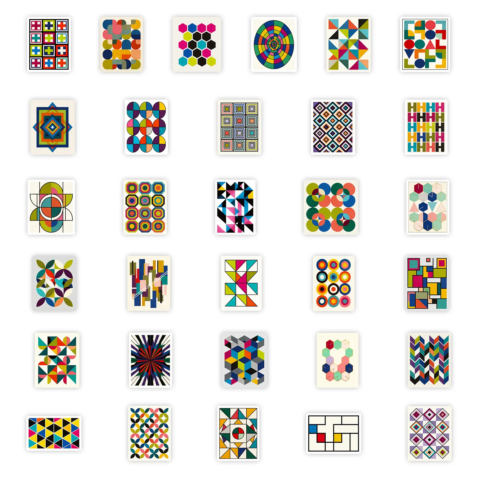 10/56PCS 기하학 그래픽 컬러 스티커 만화 창의력 컬러 시각적 영향 낙서 장식 노트북 기타 전화 데칼