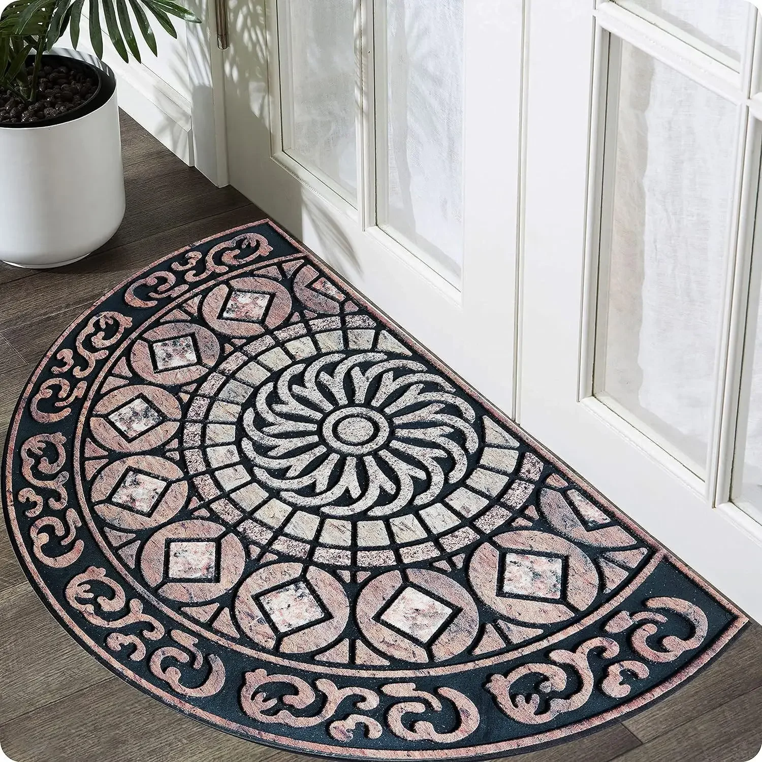 Semi-circular Crystal Velvet Entrance Mat,Multi-functional Water Absorption,Super Non-slip,Outdoor Outdoor, Indoor Indoor Carpet