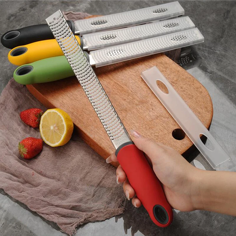 Stainless Steel Cheese Grater Lemon Zester With Cover Cheese Lemon Fruit Chocolate Grater With Nonslip Handle Kitchen Gadget