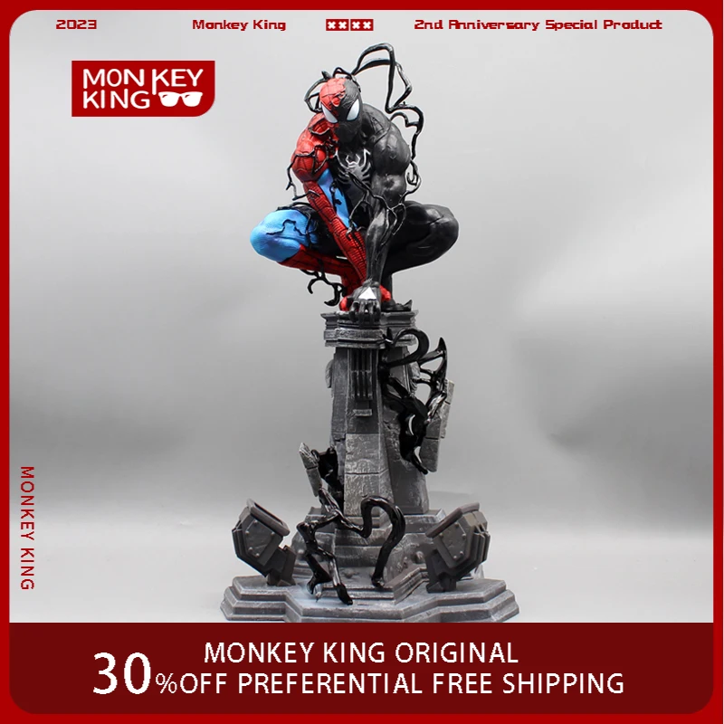 38cm Marvel Comics Figure Venom Spider Man Movie Symbiote Peripheral Can Emit Light PVC Model Ornament Toy Collection Boy Gift