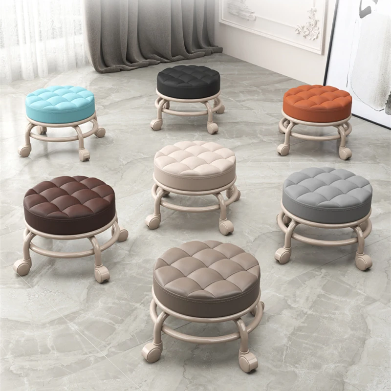 Modern Home Living Room Portable Leisure Low Stools Furniture Change Shoes Stool Multifunction Pedicure Spa Chair Rotating Seat