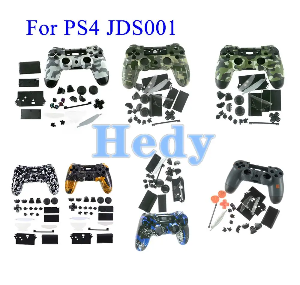 1 Juego de funda carcasa completa con botón para PS4 2,0 JDS 001 JDM 011 cubierta frontal trasera para controlador Sony PS4