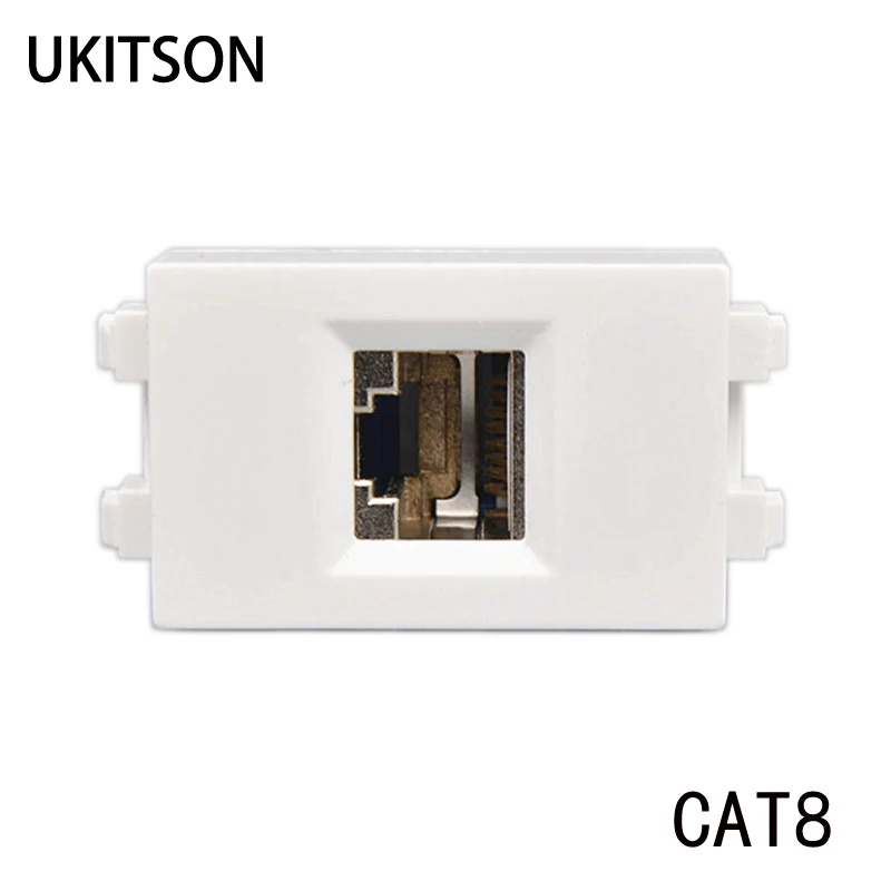 CAT8 RJ45 Shielded Module Plug Connector 23x36mm CAT.8 LAN Kit Socket Support 40Gbps Network Speed For Wall Faceplate Panel